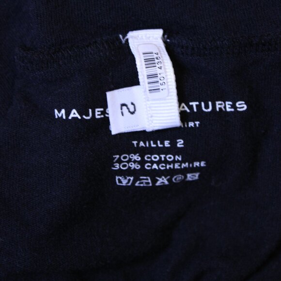 Majestic Filatures Cashmere Cotton Turtleneck in Black, Size 2 - Picture 7 of 8